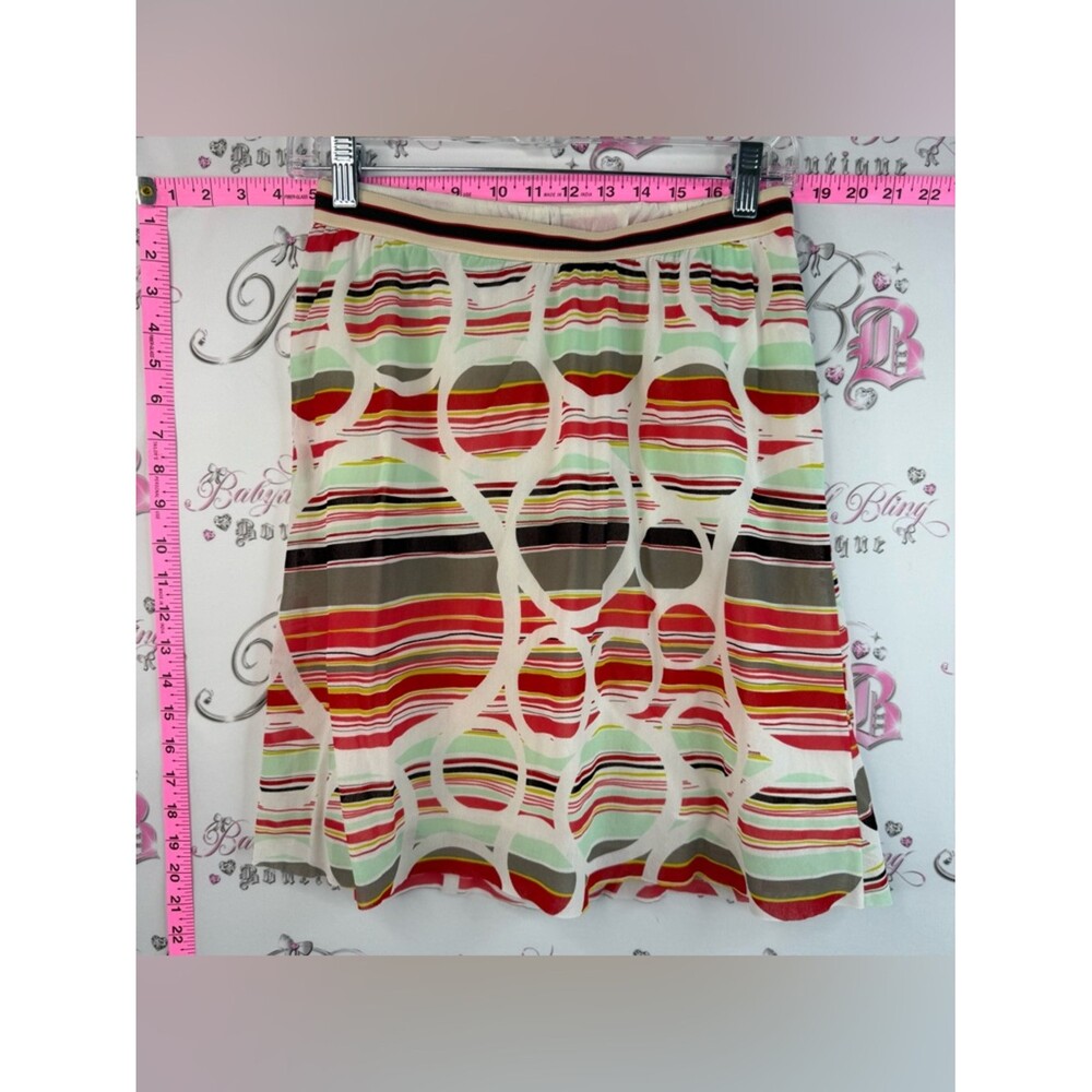 Munchacha Multicoloured Versatile Striped & Circle Print A-Line Skirt Flowy
